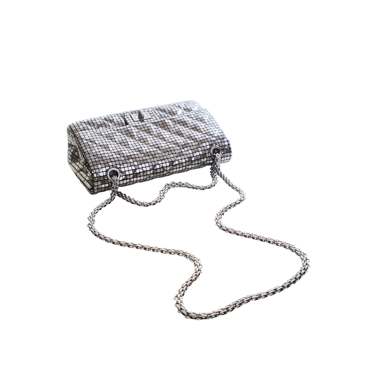 Chanel Quilted Mirror Calfskin Reissue 2.55 Double Flap 225 — Silver