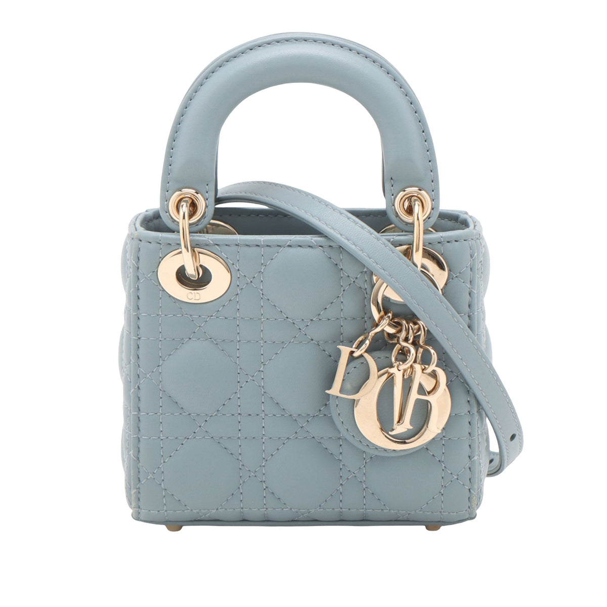 Dior Mini Lambskin Cannage Lady Dior — Blue