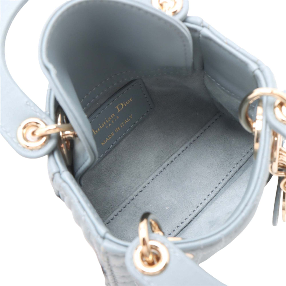 Dior Mini Lambskin Cannage Lady Dior — Blue