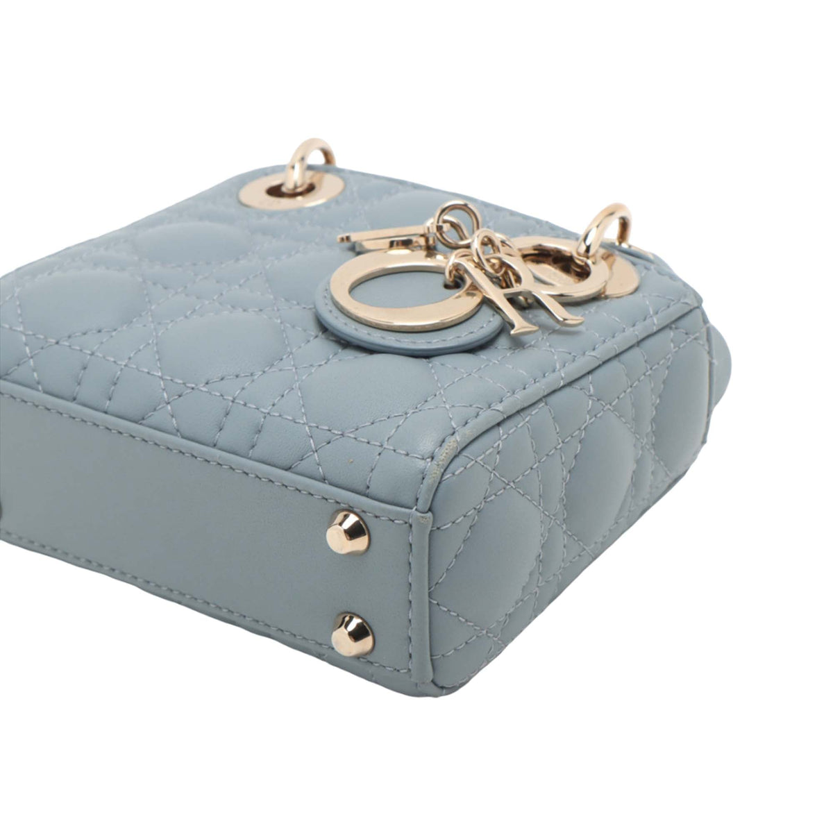 Dior Mini Lambskin Cannage Lady Dior — Blue