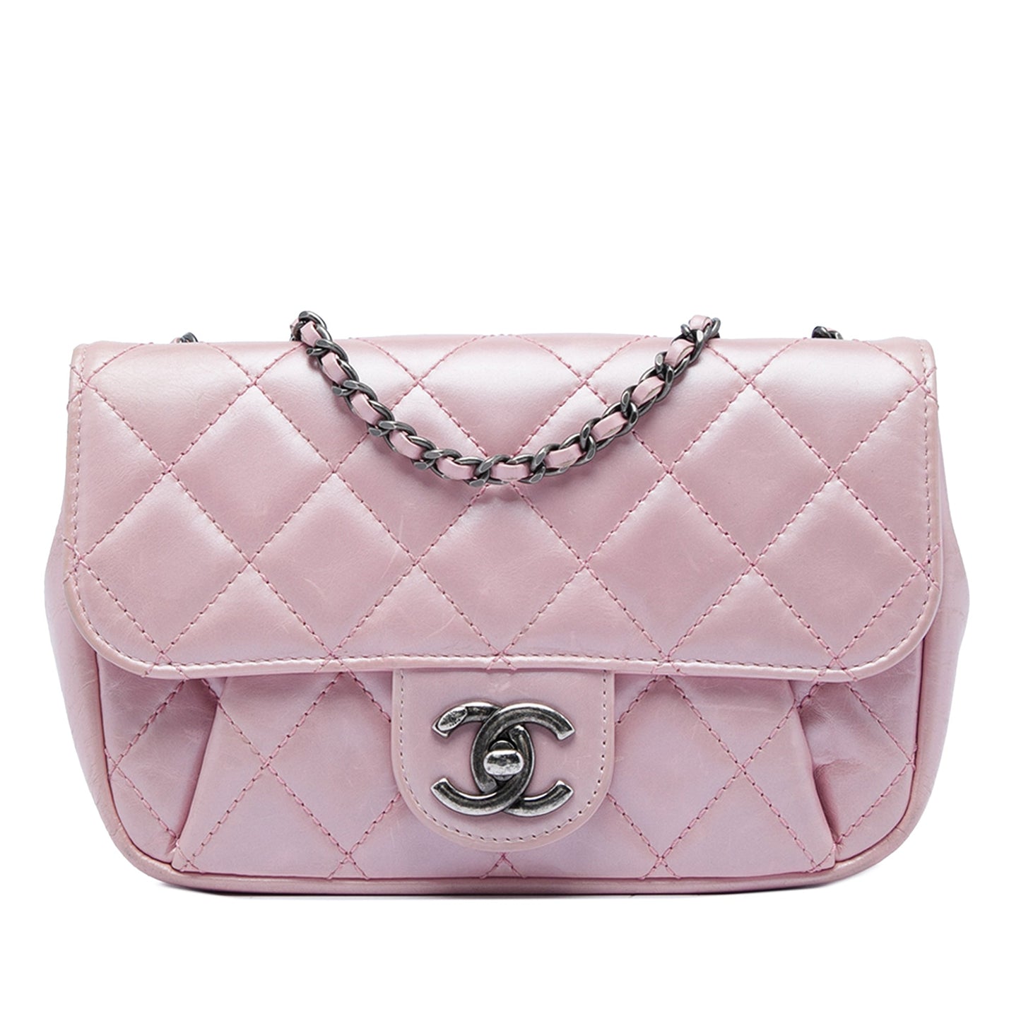 Chanel Mini Quilted Metallic Calfskin Coco Pleats Chain Flap