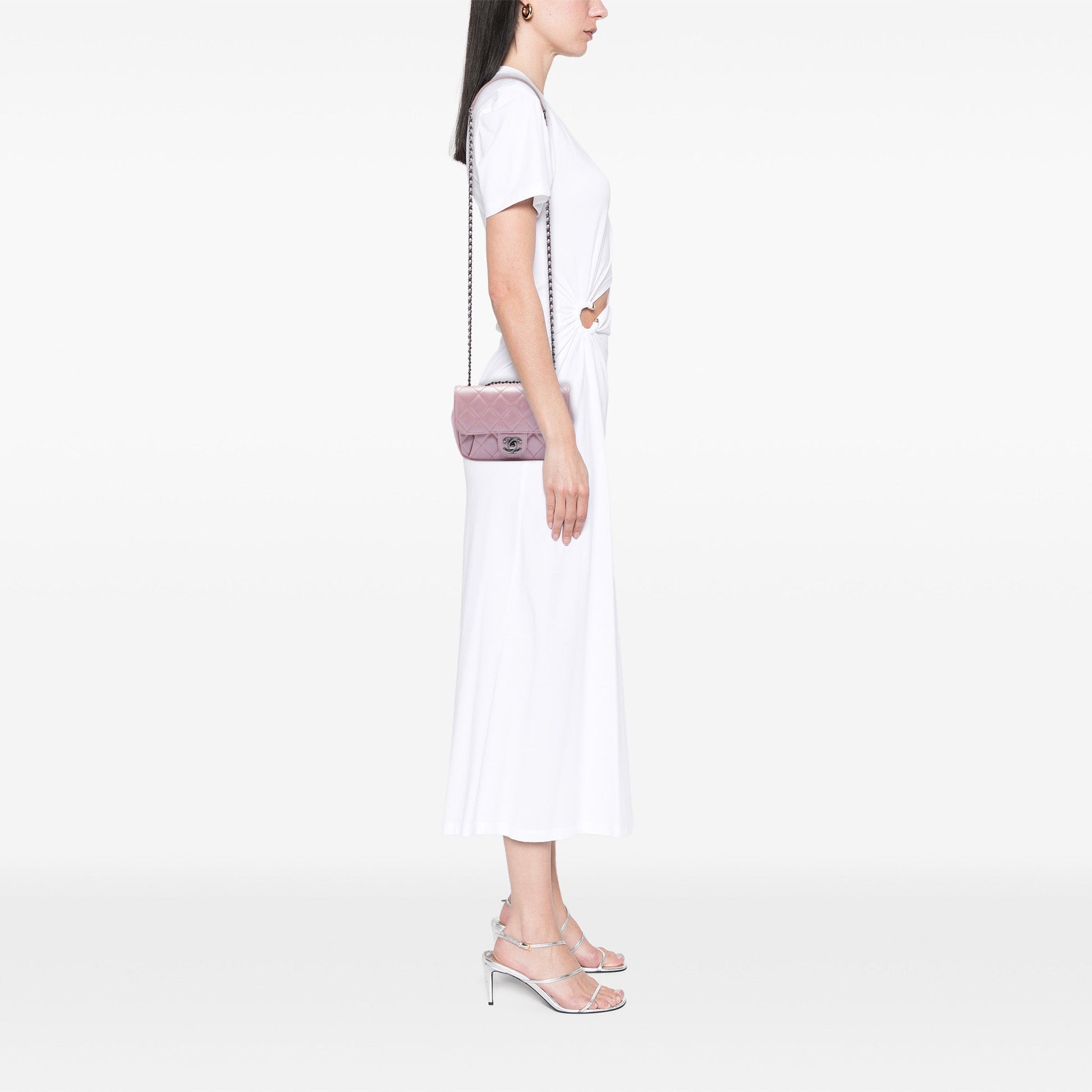 Chanel Mini Quilted Metallic Calfskin Coco Pleats Chain Flap