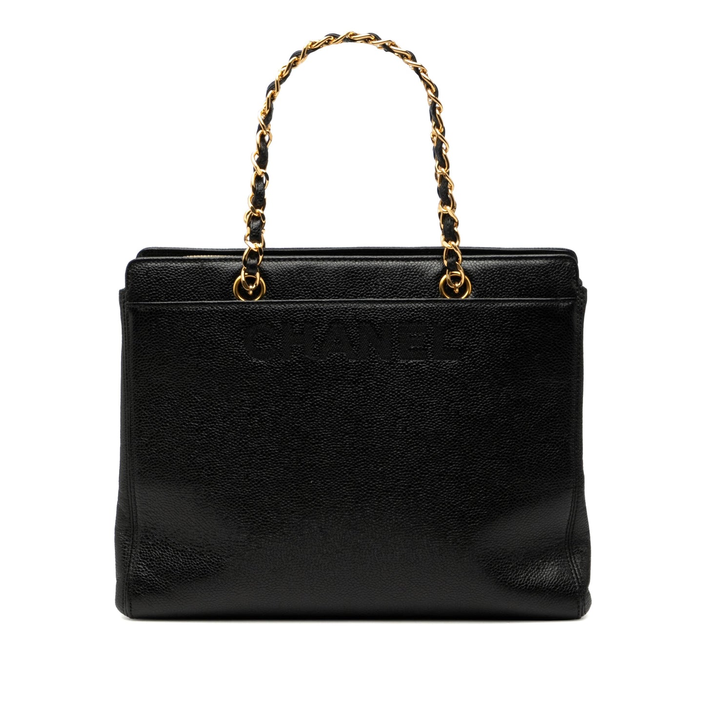 Chanel Caviar Logo Chain Tote