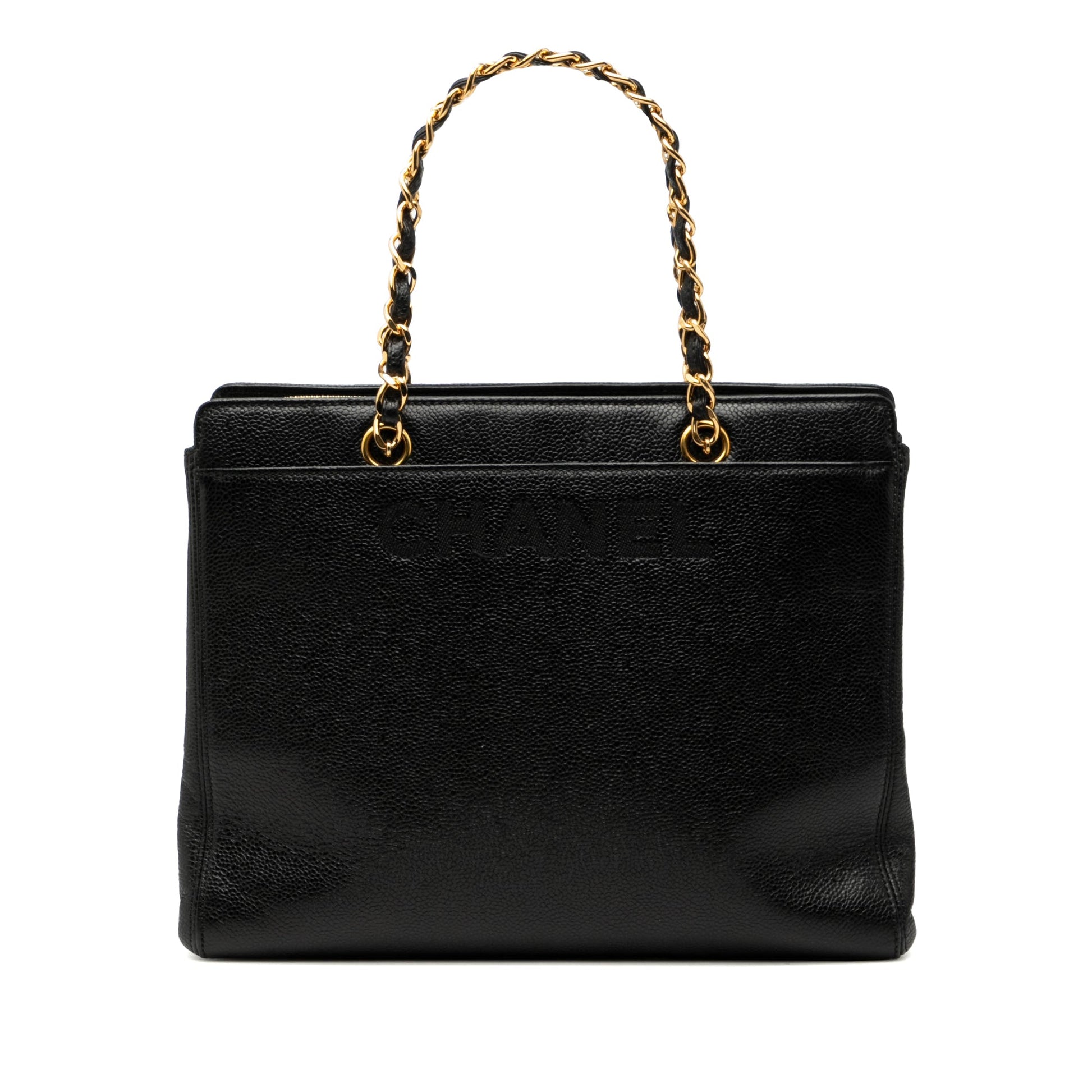 Chanel Caviar Logo Chain Tote