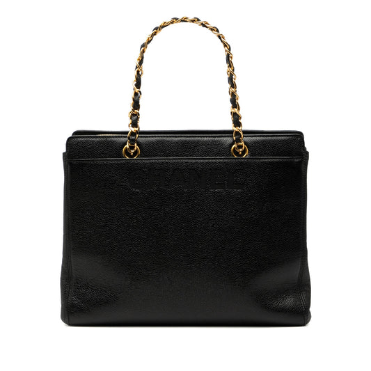 Chanel Caviar Logo Chain Tote