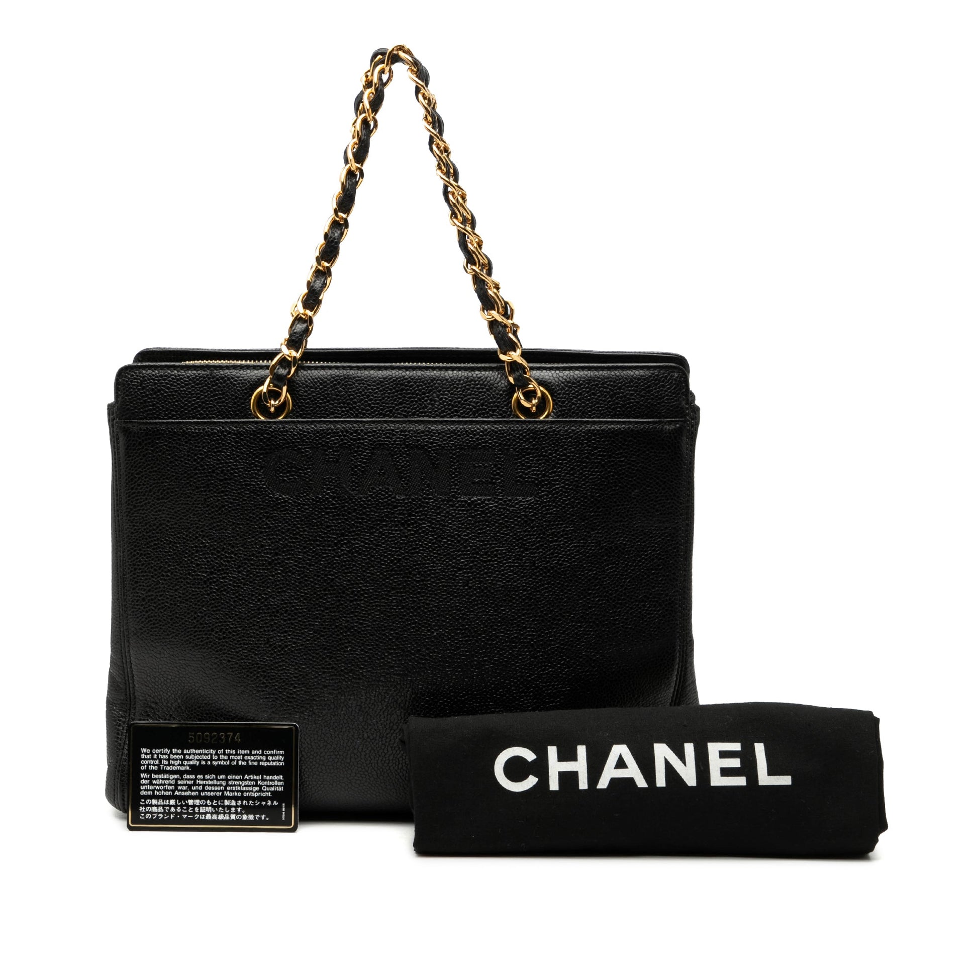 Chanel Caviar Logo Chain Tote