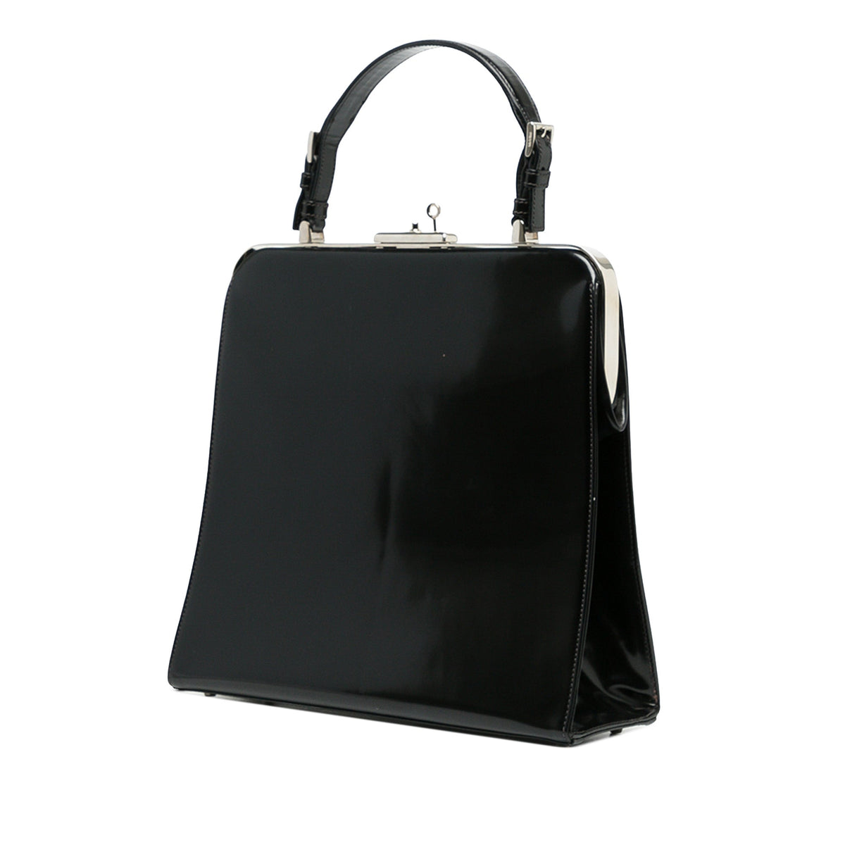 Prada Spazzolato Logo Frame Handbag — Black