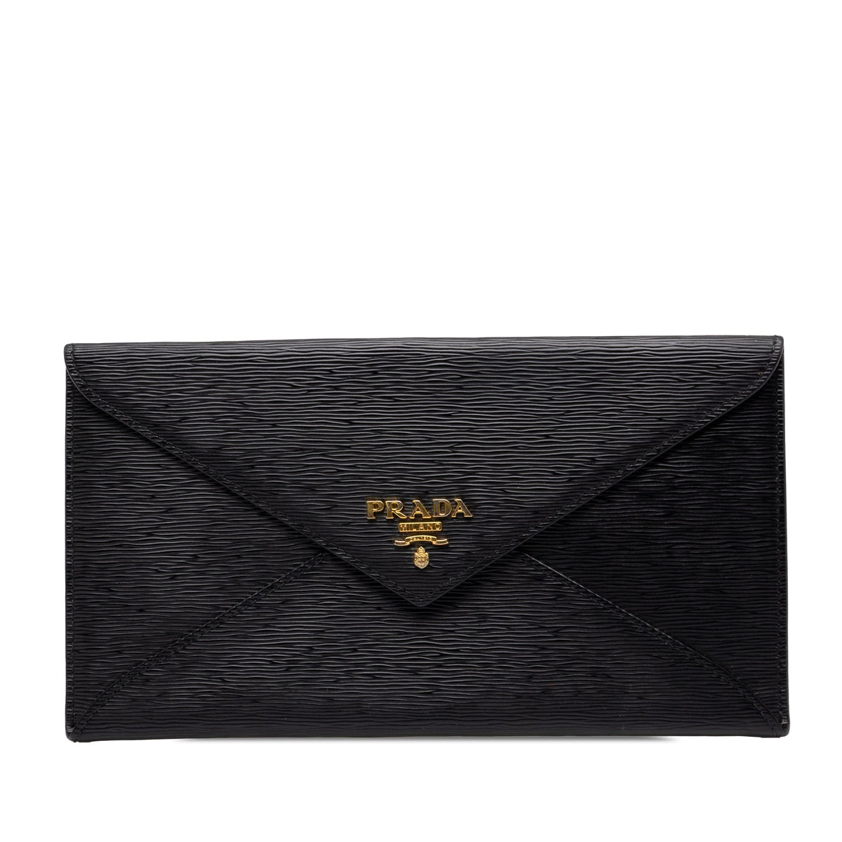 Prada Vitello Move Envelope Clutch — Black