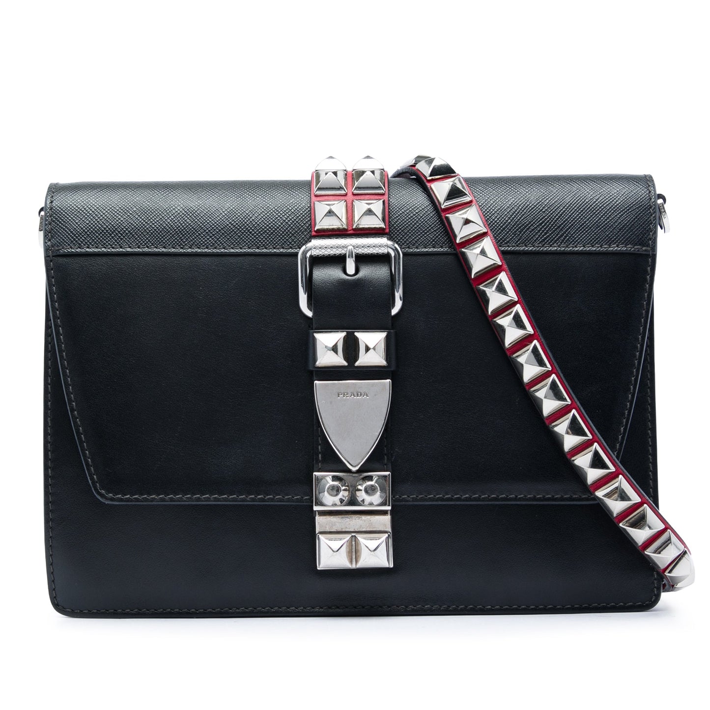 Prada City Calf and Saffiano Studded Elektra Crossbody
