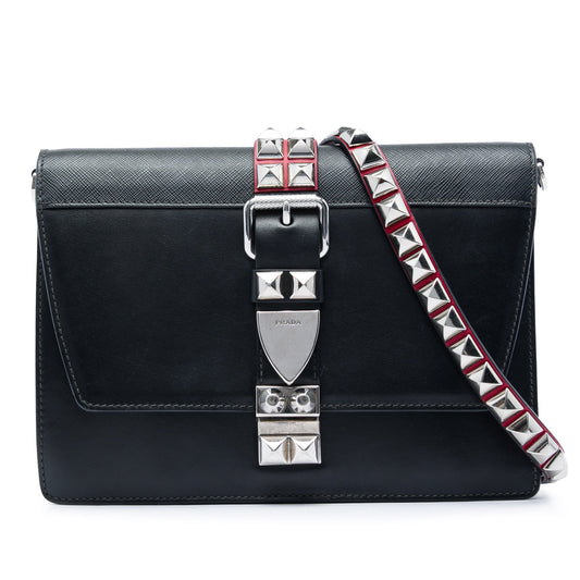 Prada City Calf and Saffiano Studded Elektra Crossbody
