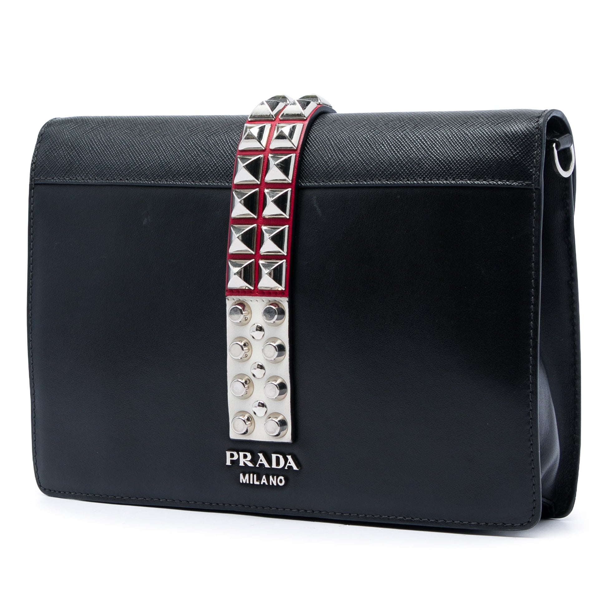 Prada City Calf and Saffiano Studded Elektra Crossbody