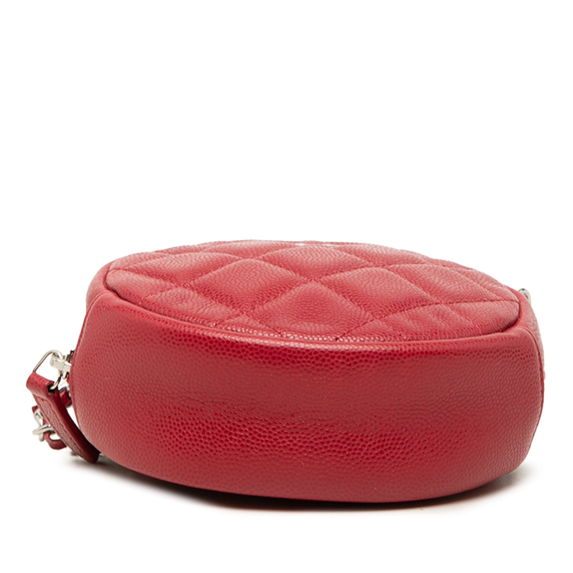 Chanel Quilted Caviar Round Clutch With Chain