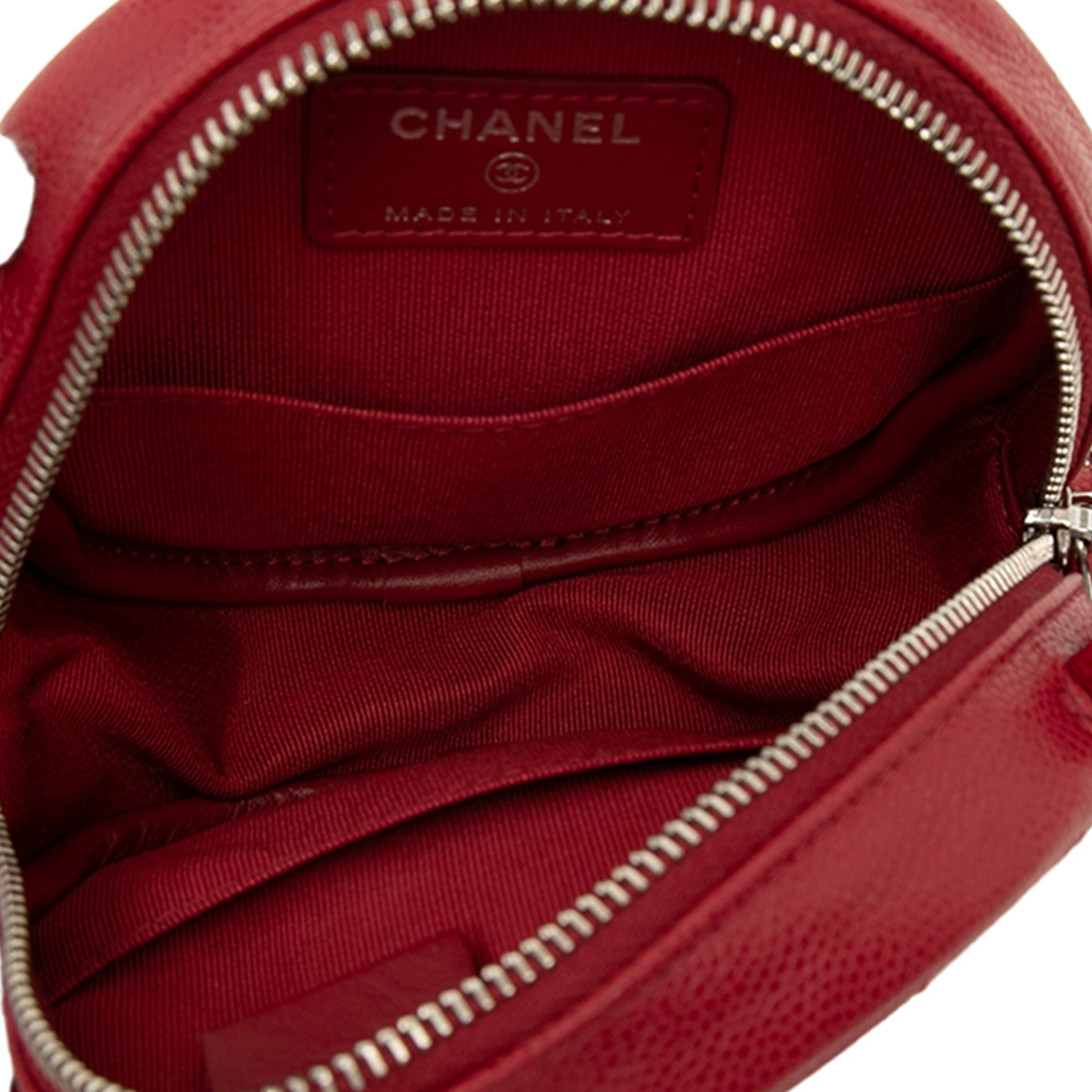 Chanel Quilted Caviar Round Clutch With Chain
