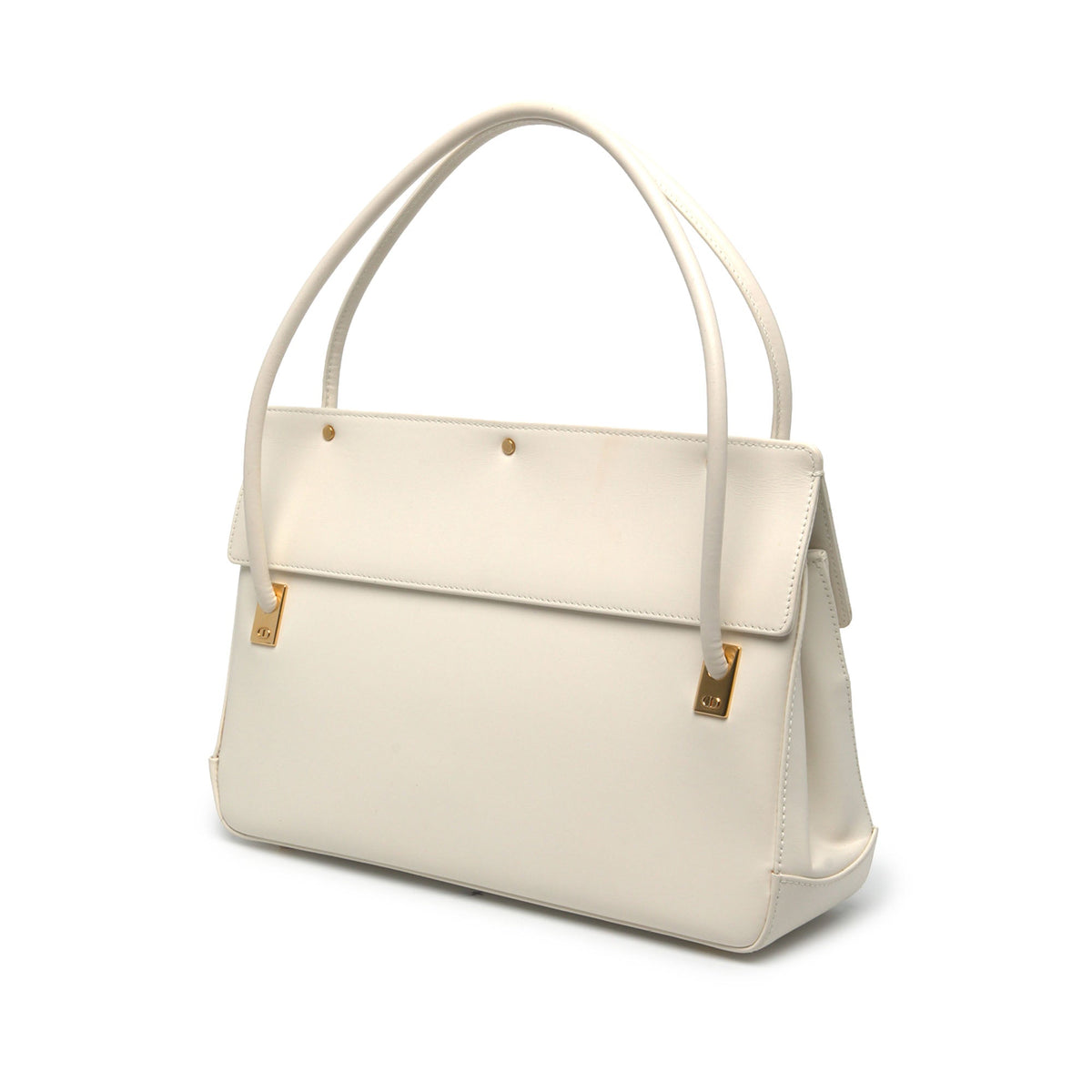 Dior Smooth Calfskin Parisienne Top Handle Bag — White