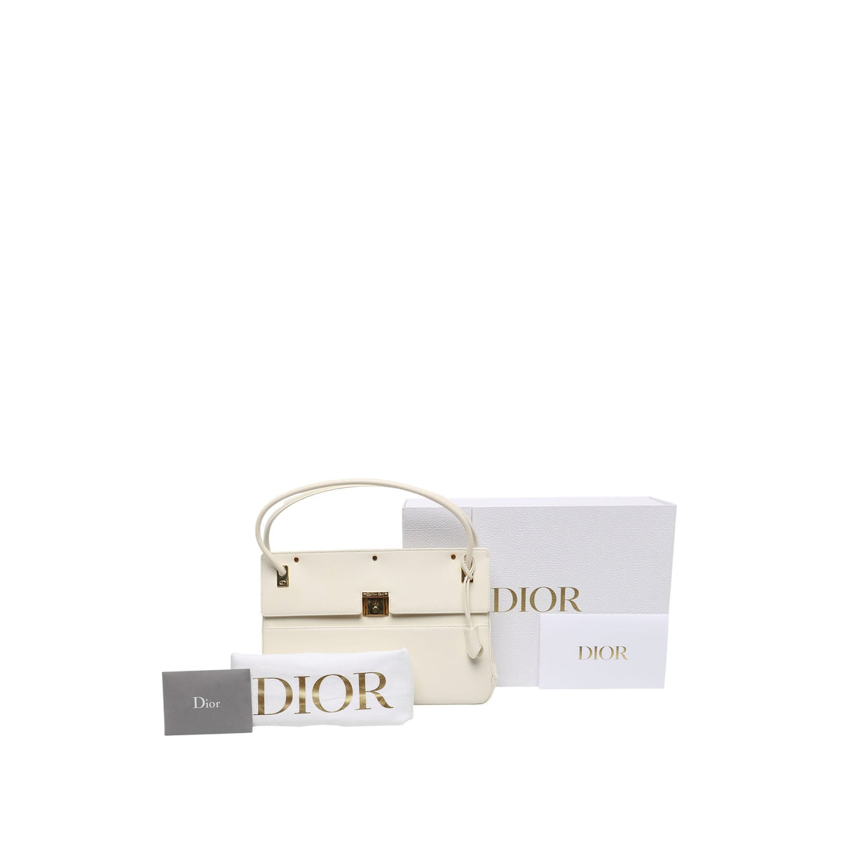 Dior Smooth Calfskin Parisienne Top Handle Bag — White