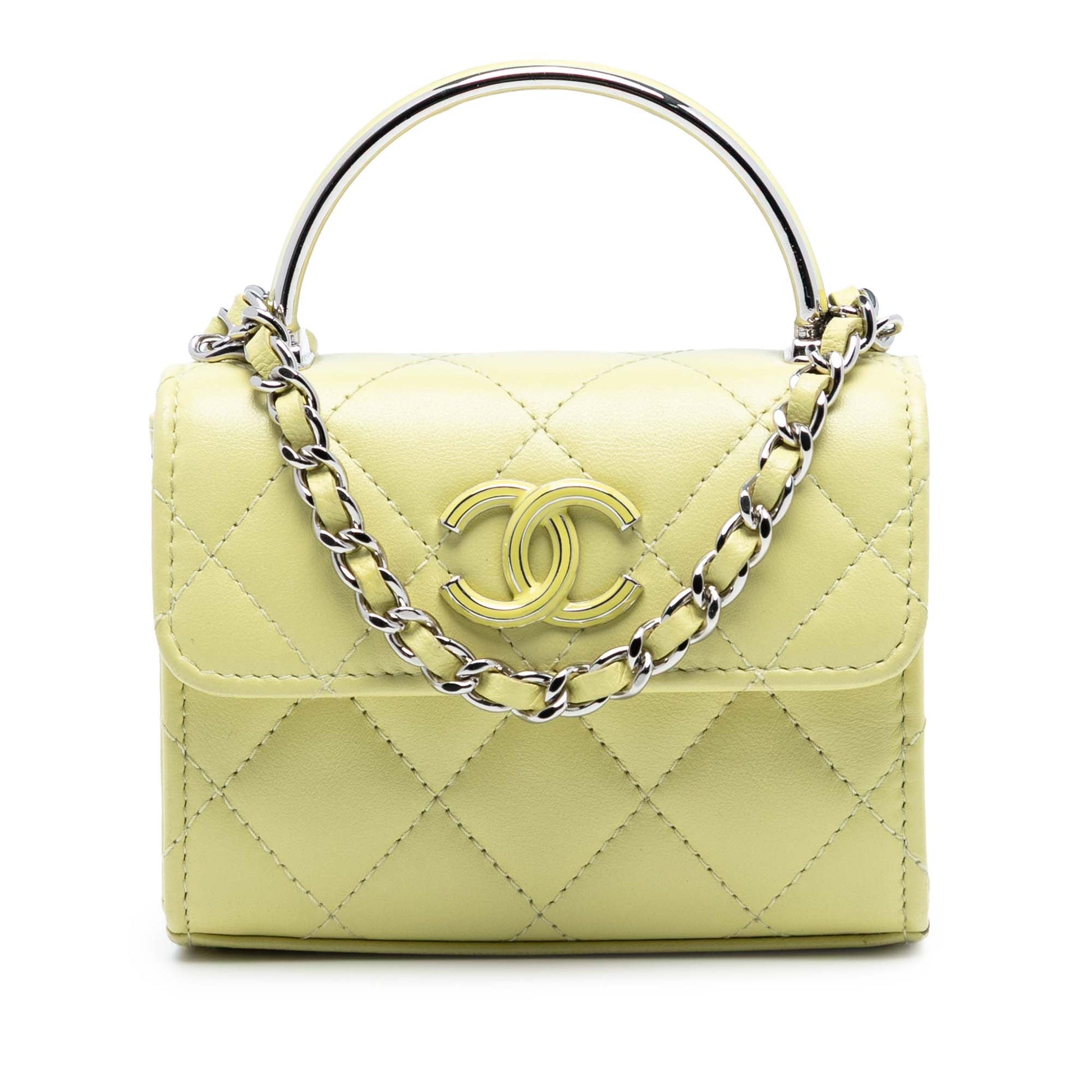 Chanel Mini Quilted Lambskin Chain Top Handle Bag