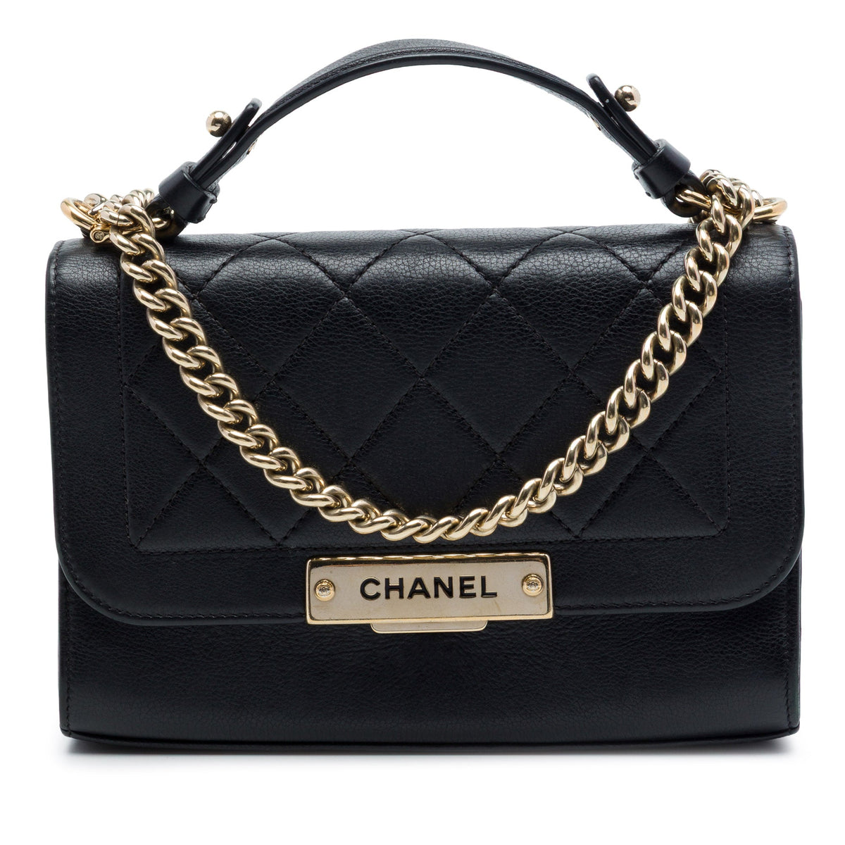 Chanel Small Quilted Grained Calfskin Label Click Flap