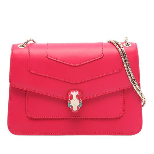 Bvlgari Small Leather Square Serpenti Forever Chain Crossbody