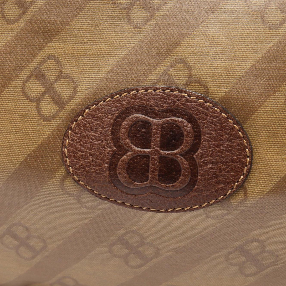 Balenciaga BB Monogram Coated Canvas Boston Bag — Beige