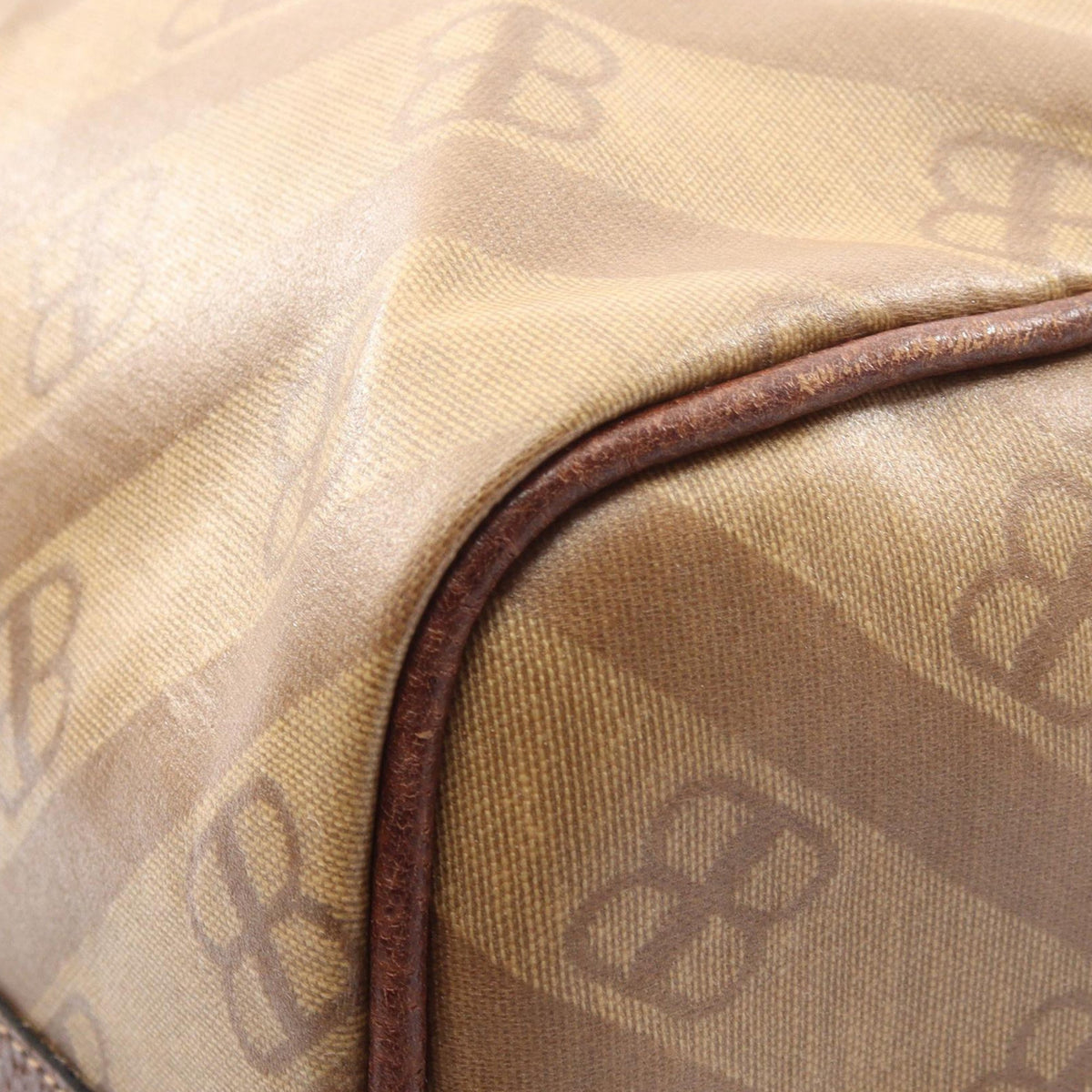 Balenciaga BB Monogram Coated Canvas Boston Bag — Beige
