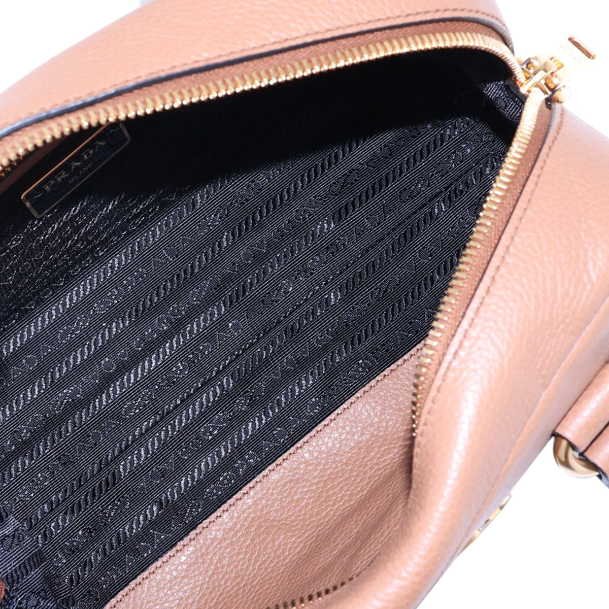 Prada Mini Vitello Phenix Bauletto Satchel — Brown