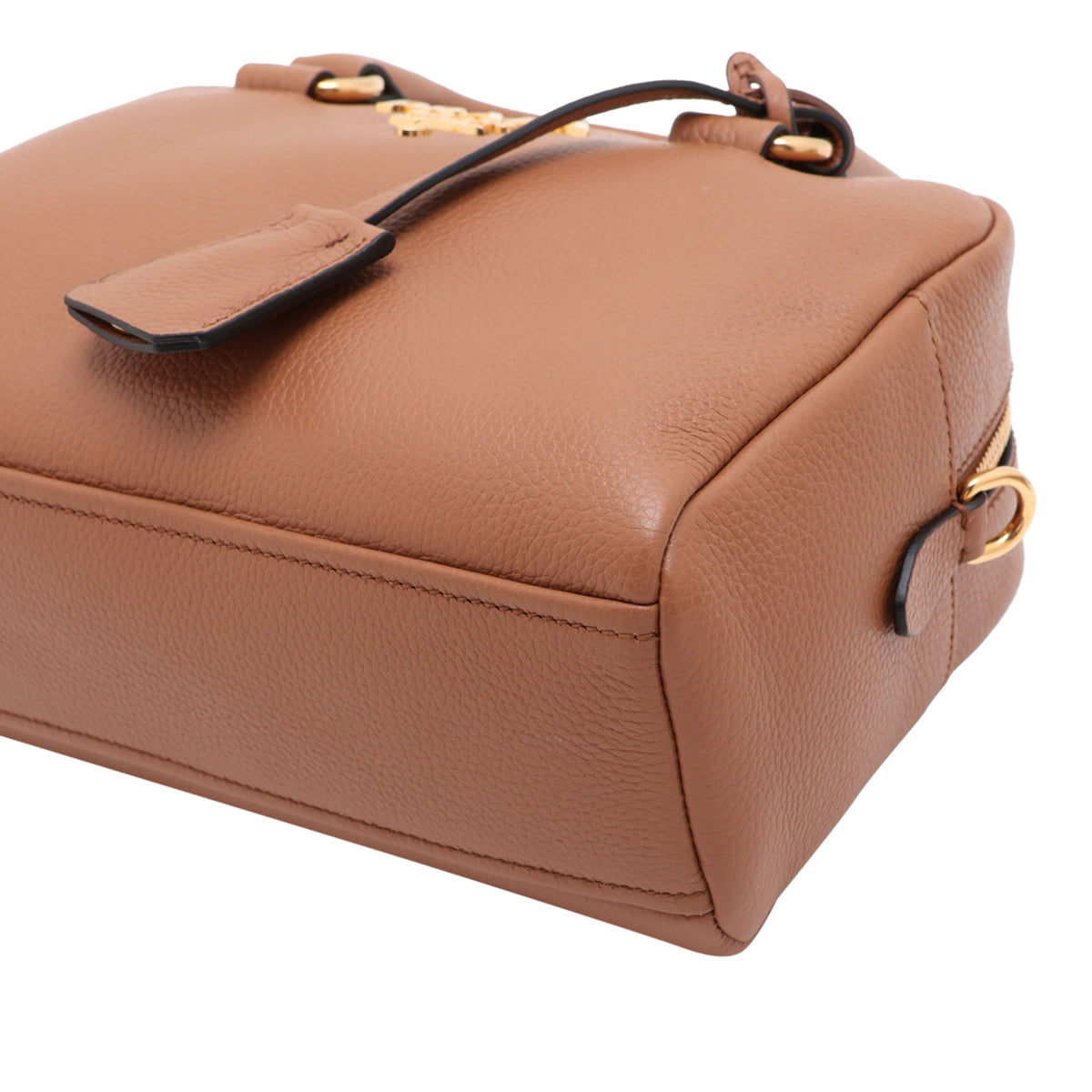 Prada Mini Vitello Phenix Bauletto Satchel — Brown