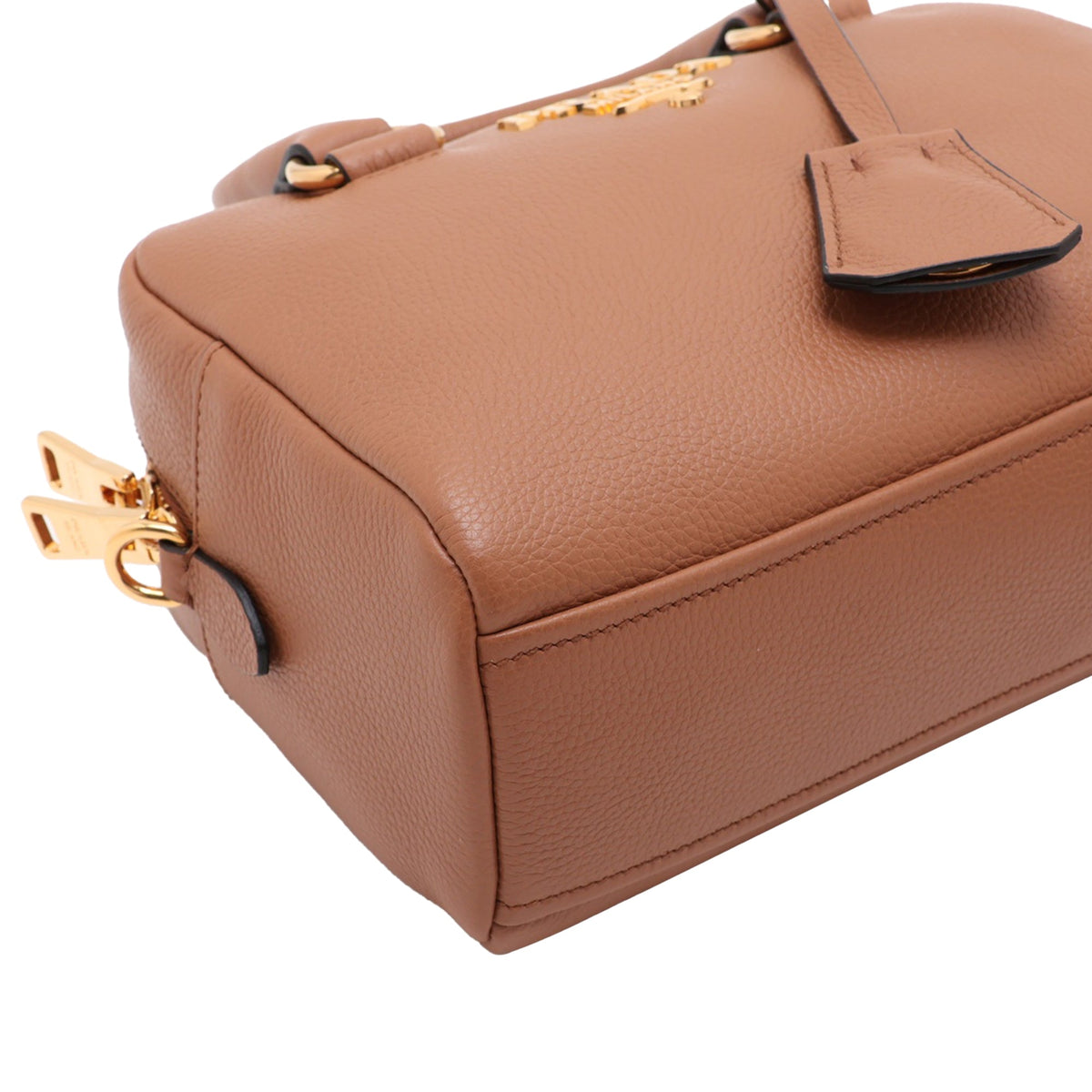 Prada Mini Vitello Phenix Bauletto Satchel — Brown