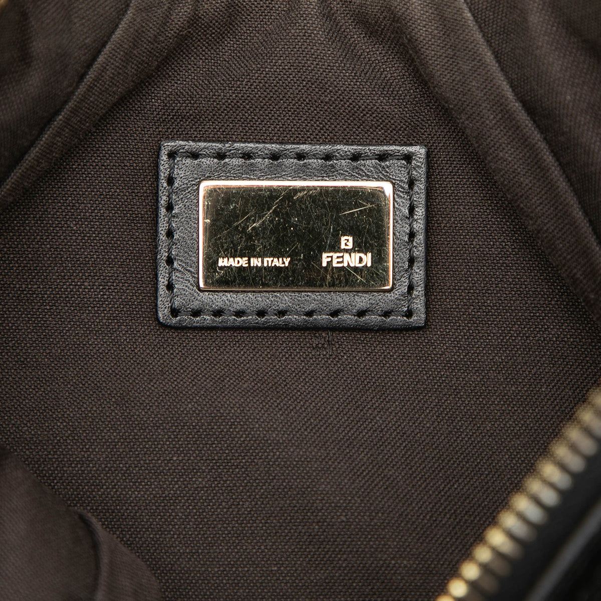 Fendi Zucchino Canvas Chain Pochette — Black