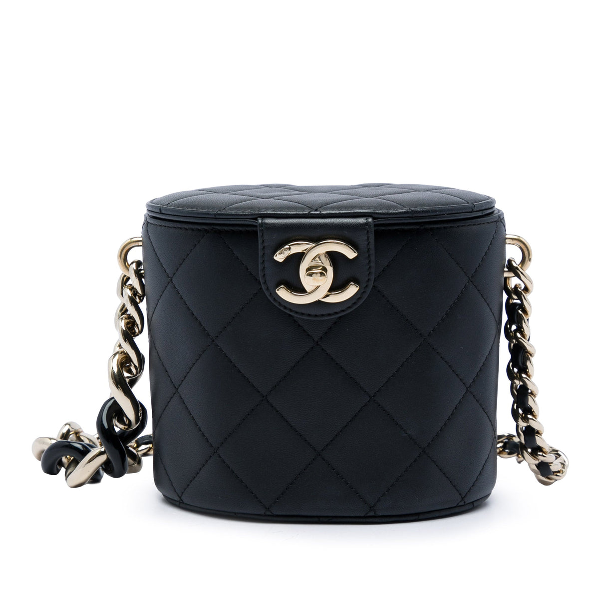 Chanel CC Lambskin Elegant Chain Vanity Case — Black