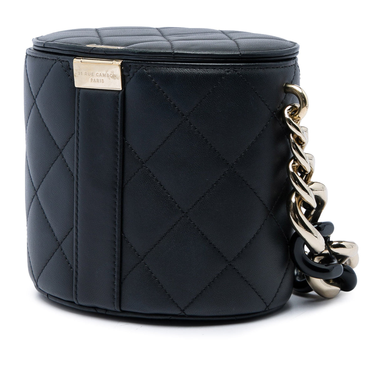 Chanel CC Lambskin Elegant Chain Vanity Case — Black
