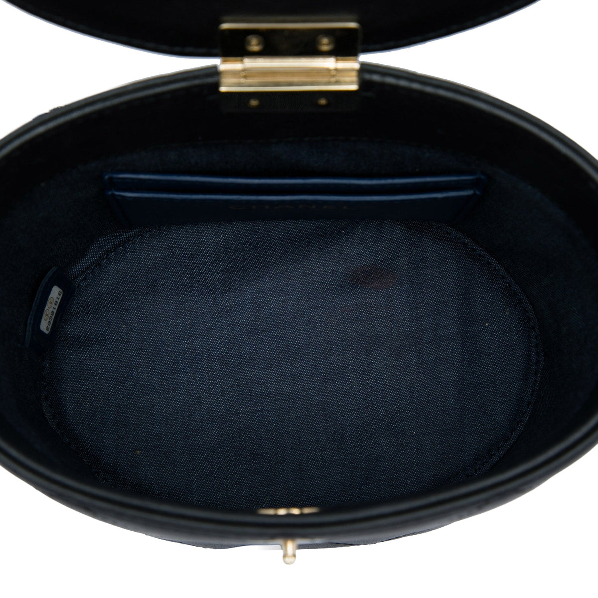Chanel CC Lambskin Elegant Chain Vanity Case — Black