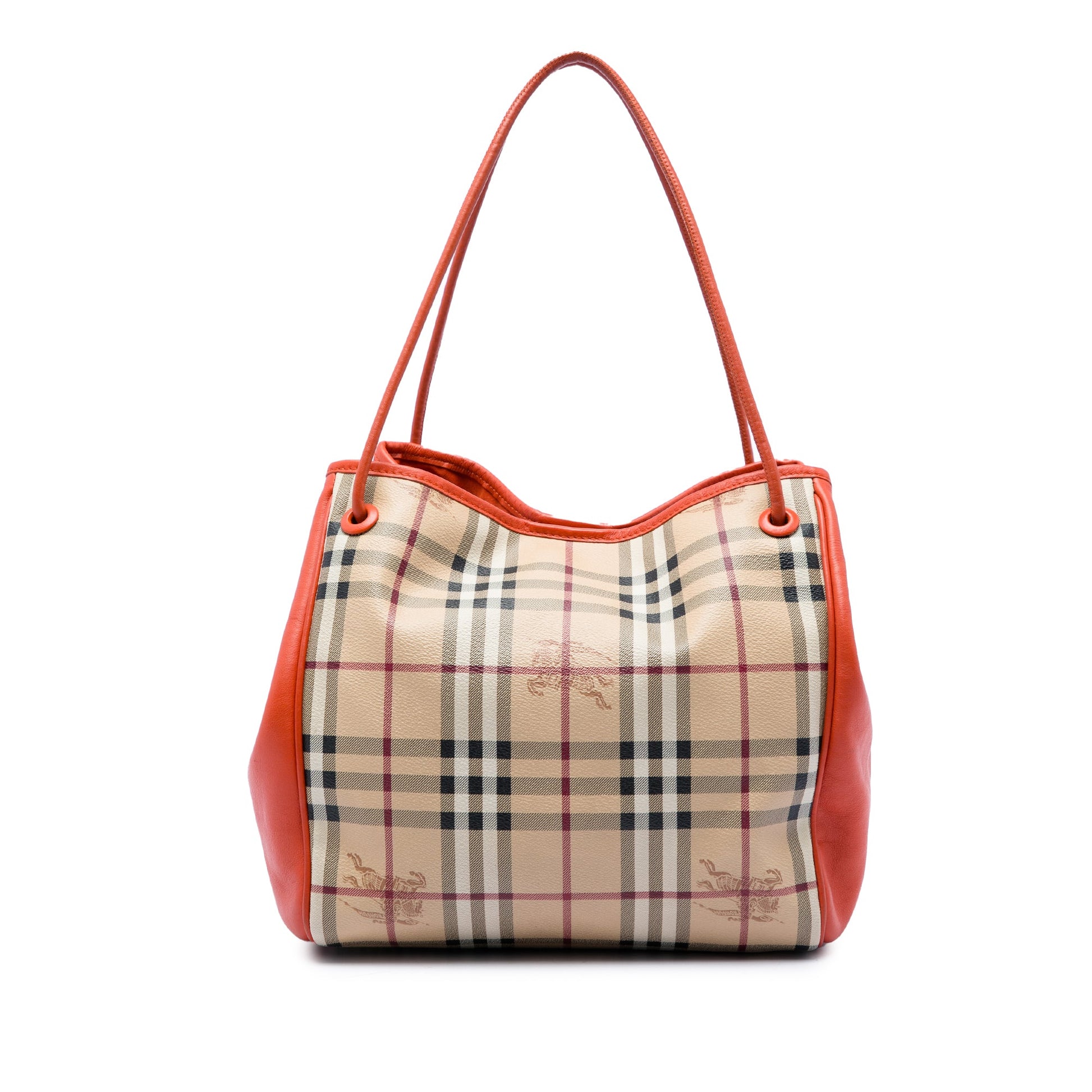 Burberry Small Haymarket Check Coated Canvas and Calfskin Canterbury Tote