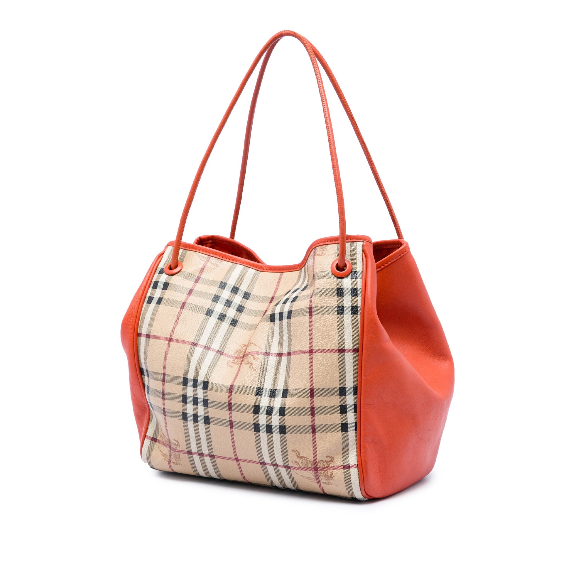 Burberry Small Haymarket Check Coated Canvas and Calfskin Canterbury Tote