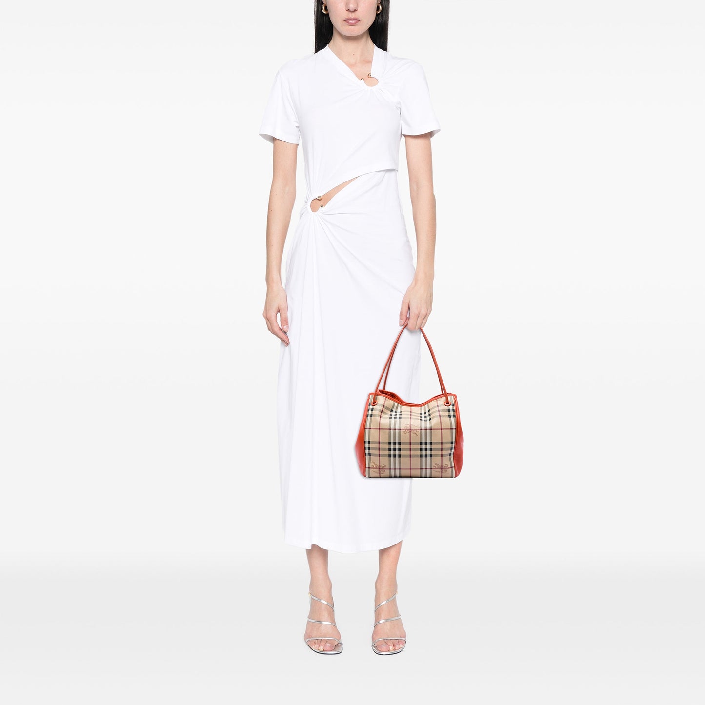 Burberry Small Haymarket Check Coated Canvas and Calfskin Canterbury Tote