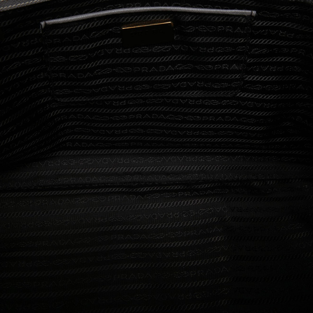 Prada Large Saffiano Lux Gardeners Tote — Gray