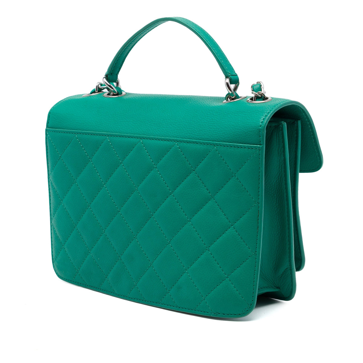Chanel Small Quilted Caviar CC Box Flap — Green