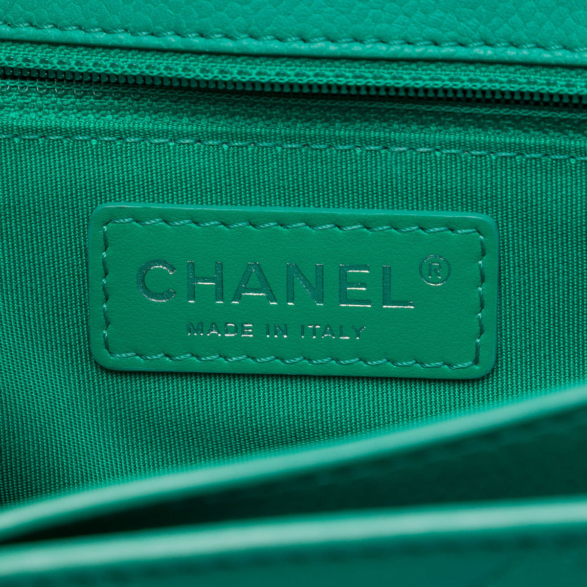 Chanel Small Quilted Caviar CC Box Flap — Green