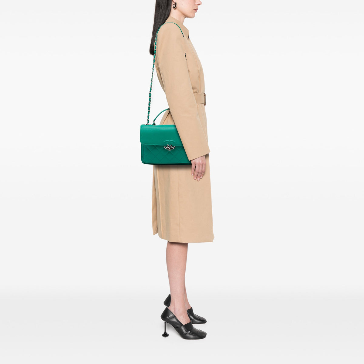 Chanel Small Quilted Caviar CC Box Flap — Green