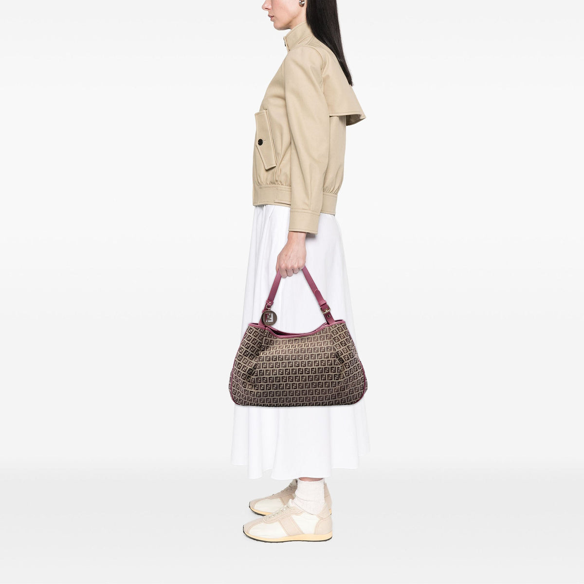 Fendi Zucchino Canvas Tote — Beige