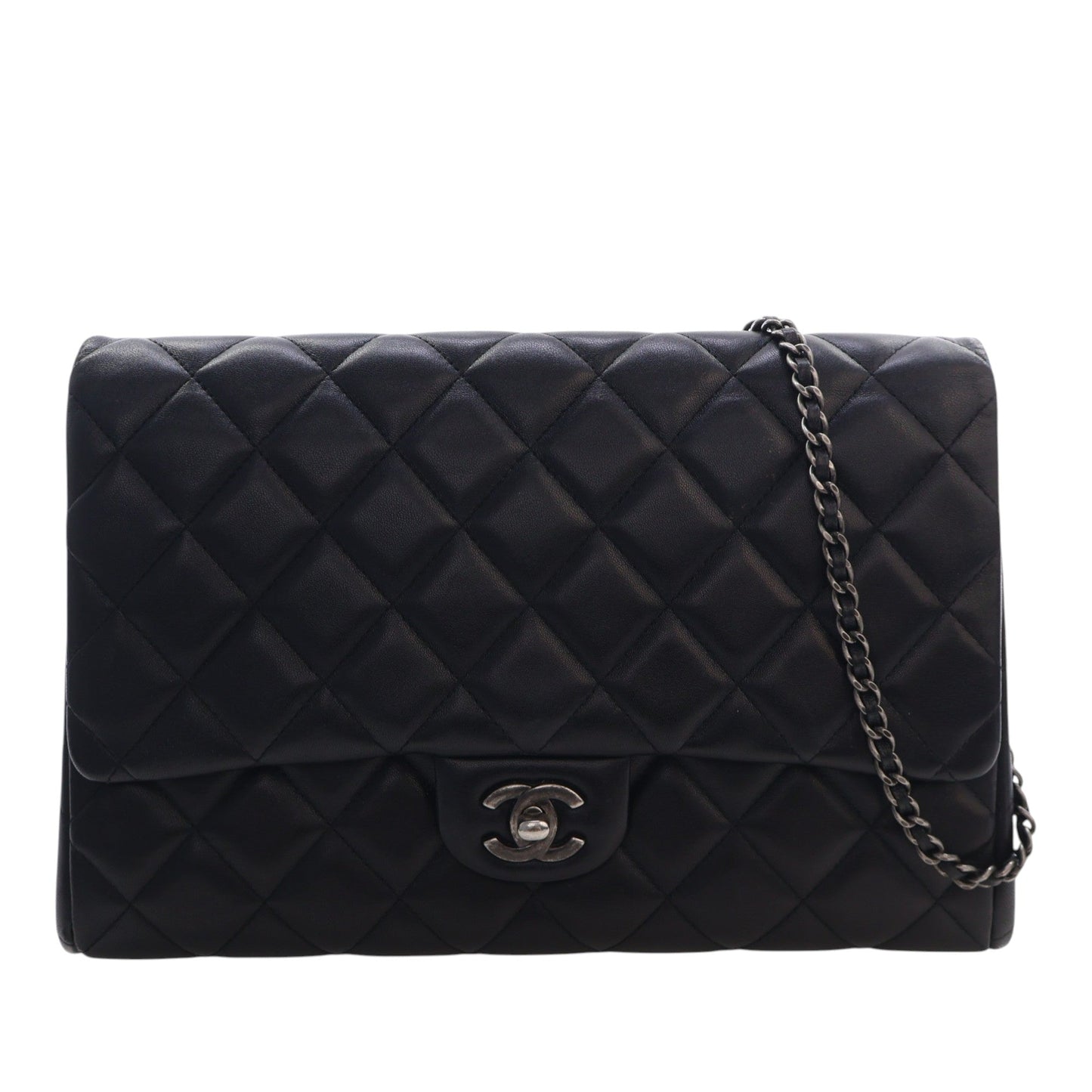 Chanel CC Quilted Lambskin Flap Clutch with Chain