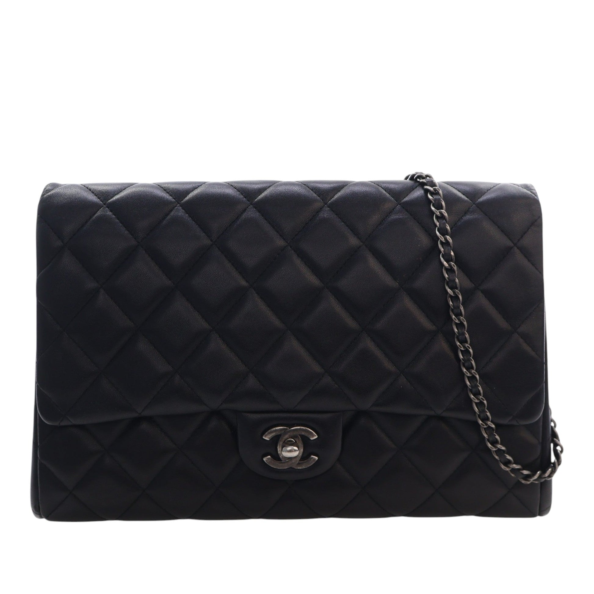 Chanel CC Quilted Lambskin Flap Clutch with Chain