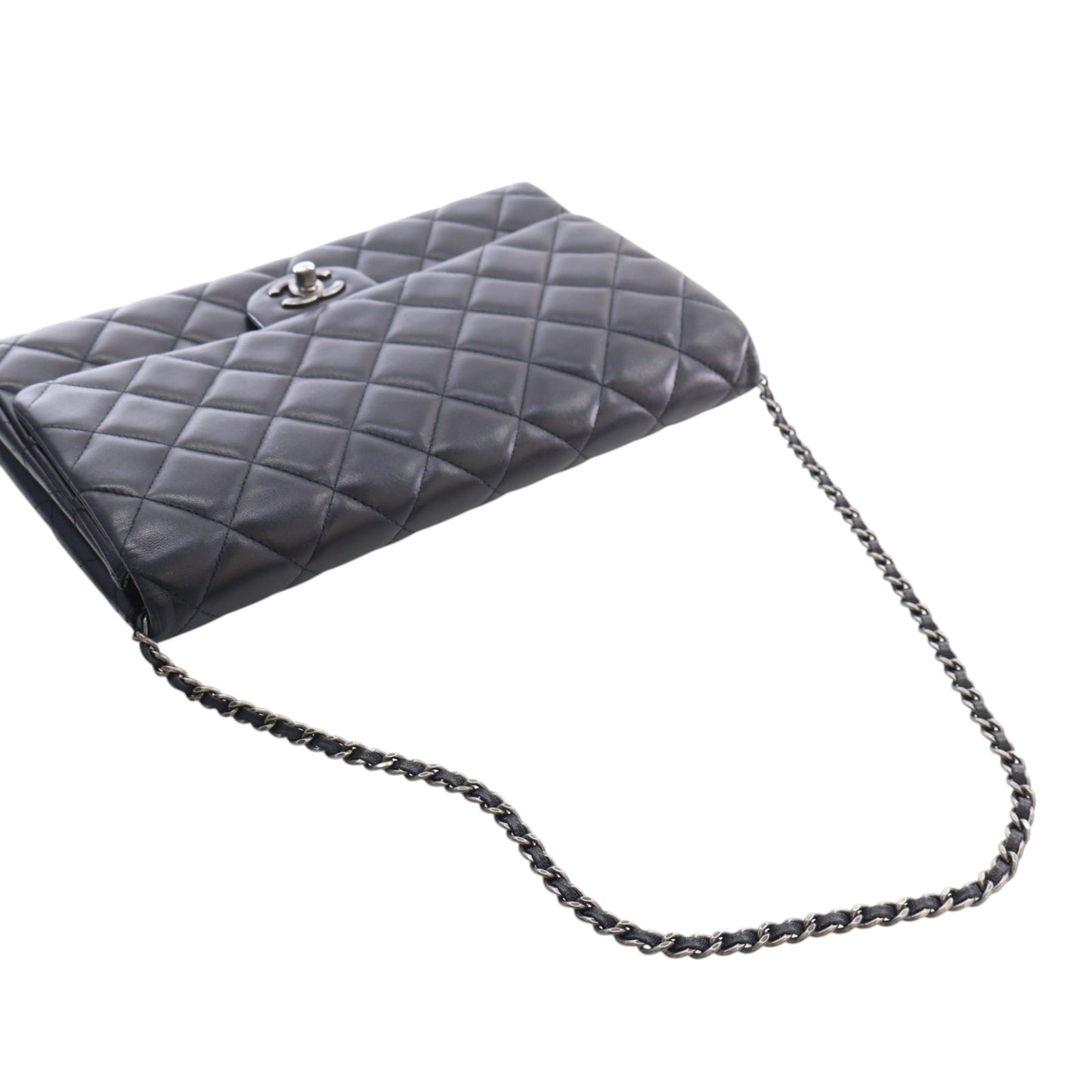 Chanel CC Quilted Lambskin Flap Clutch with Chain