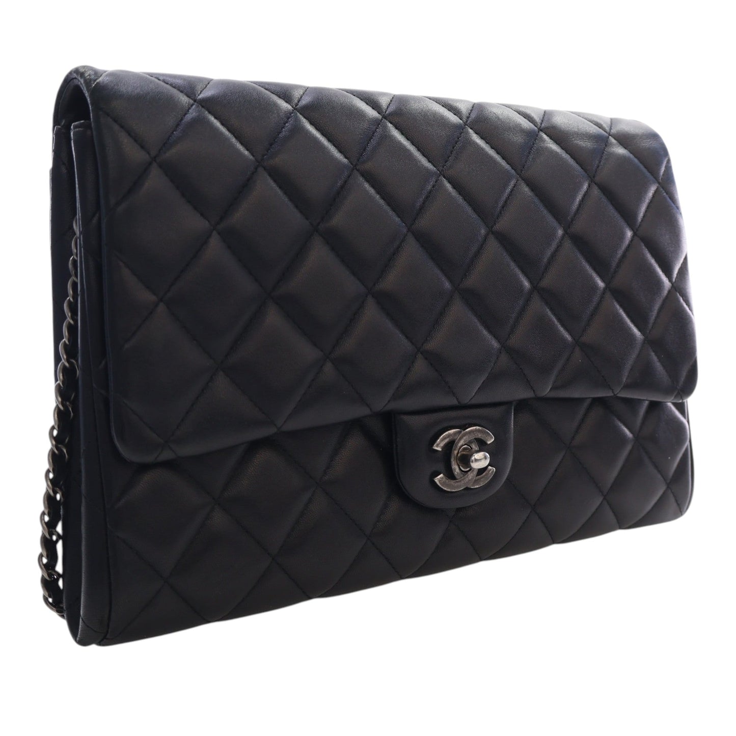Chanel CC Quilted Lambskin Flap Clutch with Chain