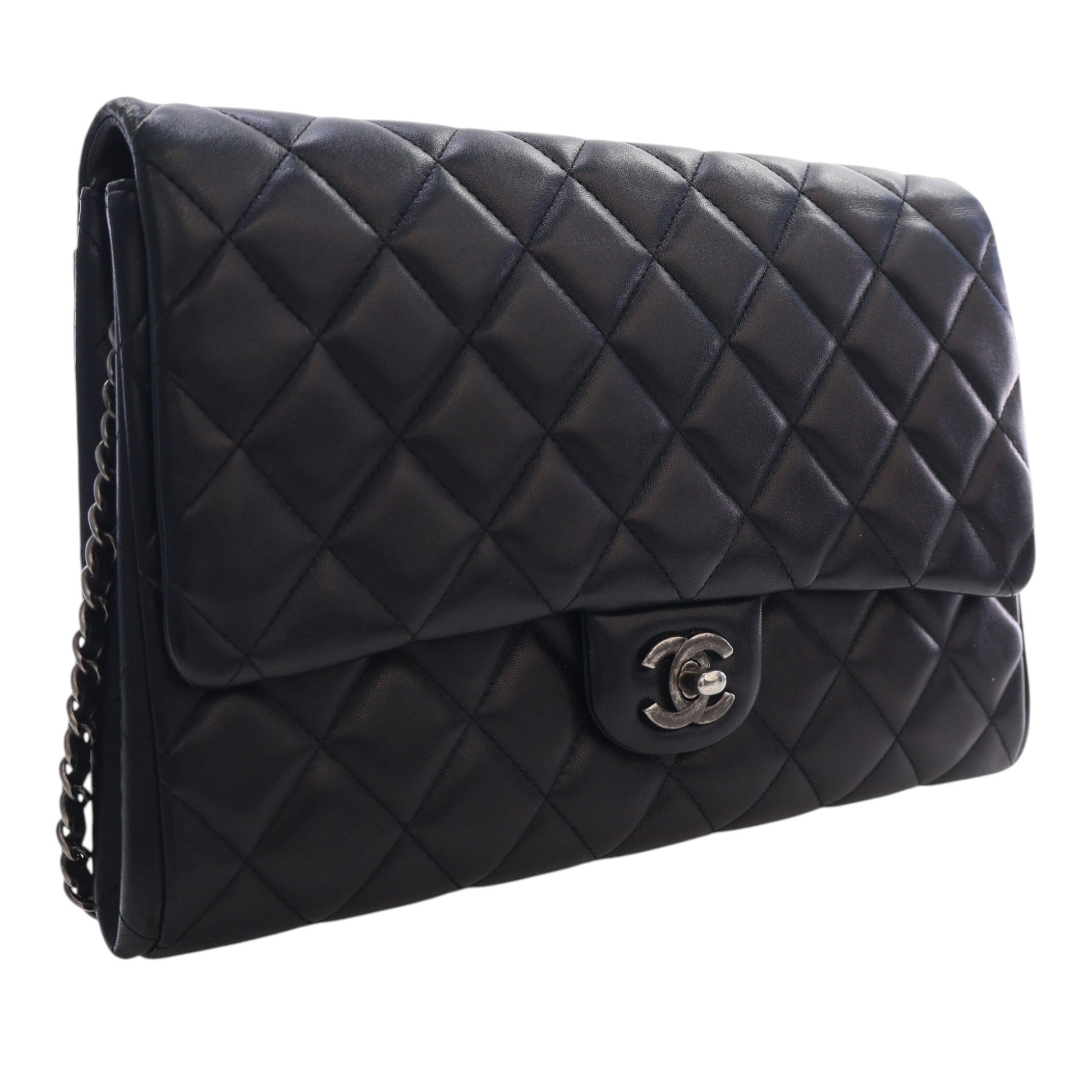 Chanel CC Quilted Lambskin Flap Clutch with Chain