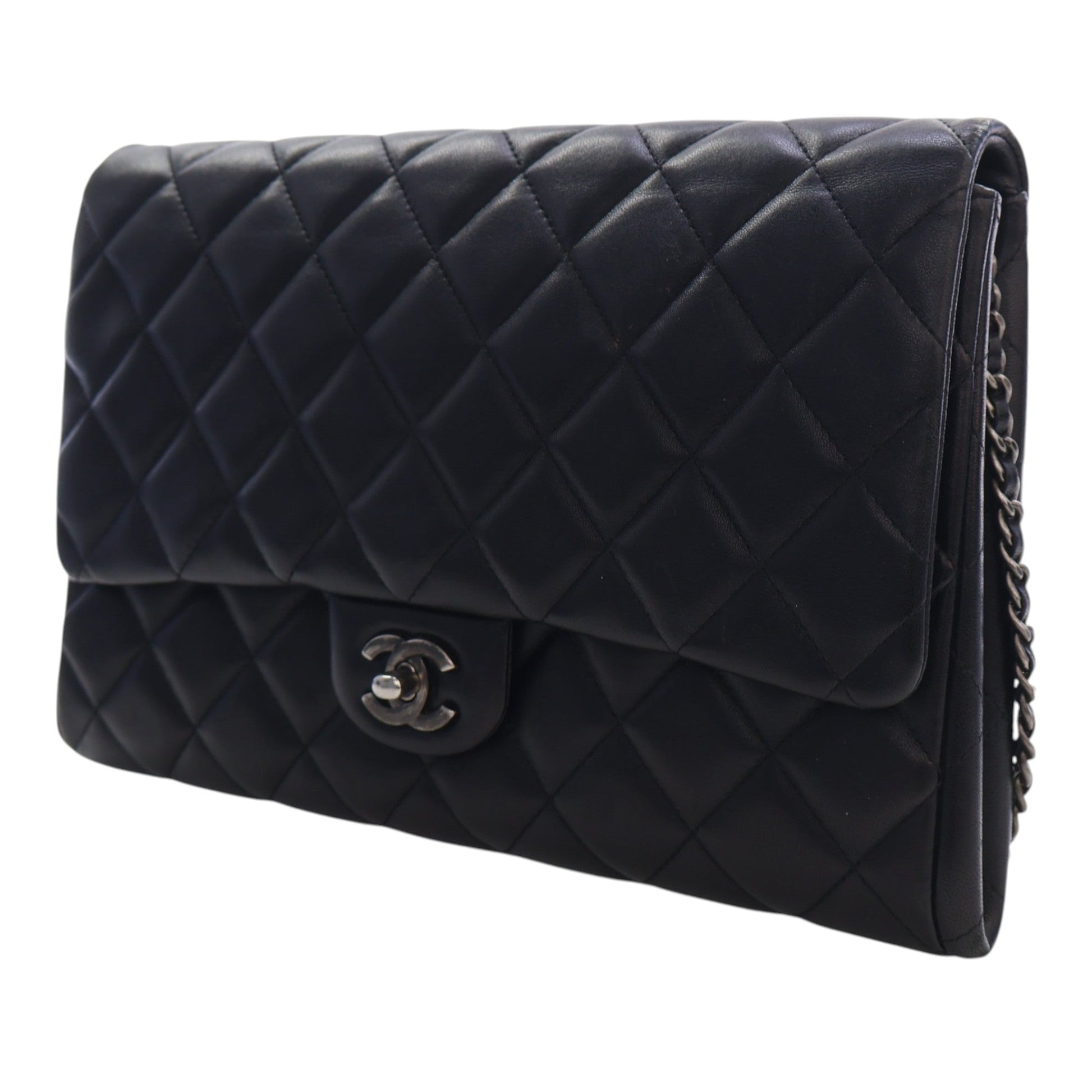 Chanel CC Quilted Lambskin Flap Clutch with Chain