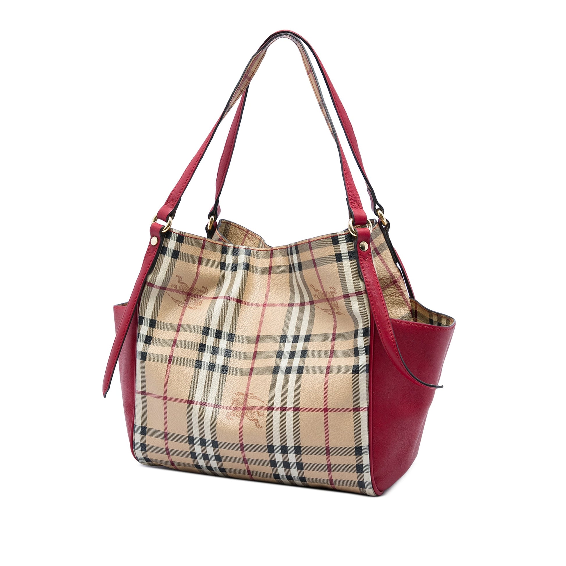 Burberry Small Leather Trimmed Haymarket Check Coated Canvas Canterbury Tote