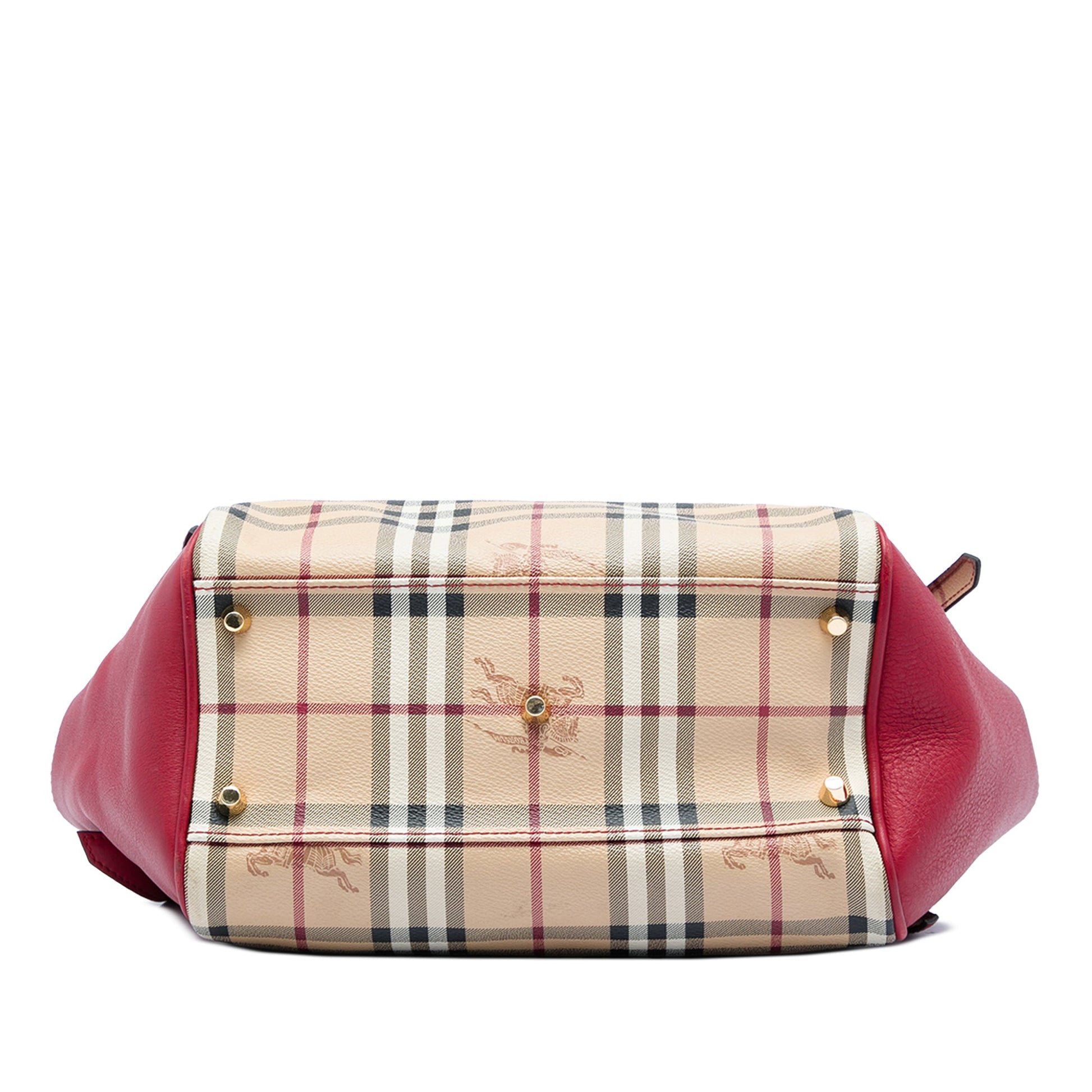 Burberry Small Leather Trimmed Haymarket Check Coated Canvas Canterbury Tote