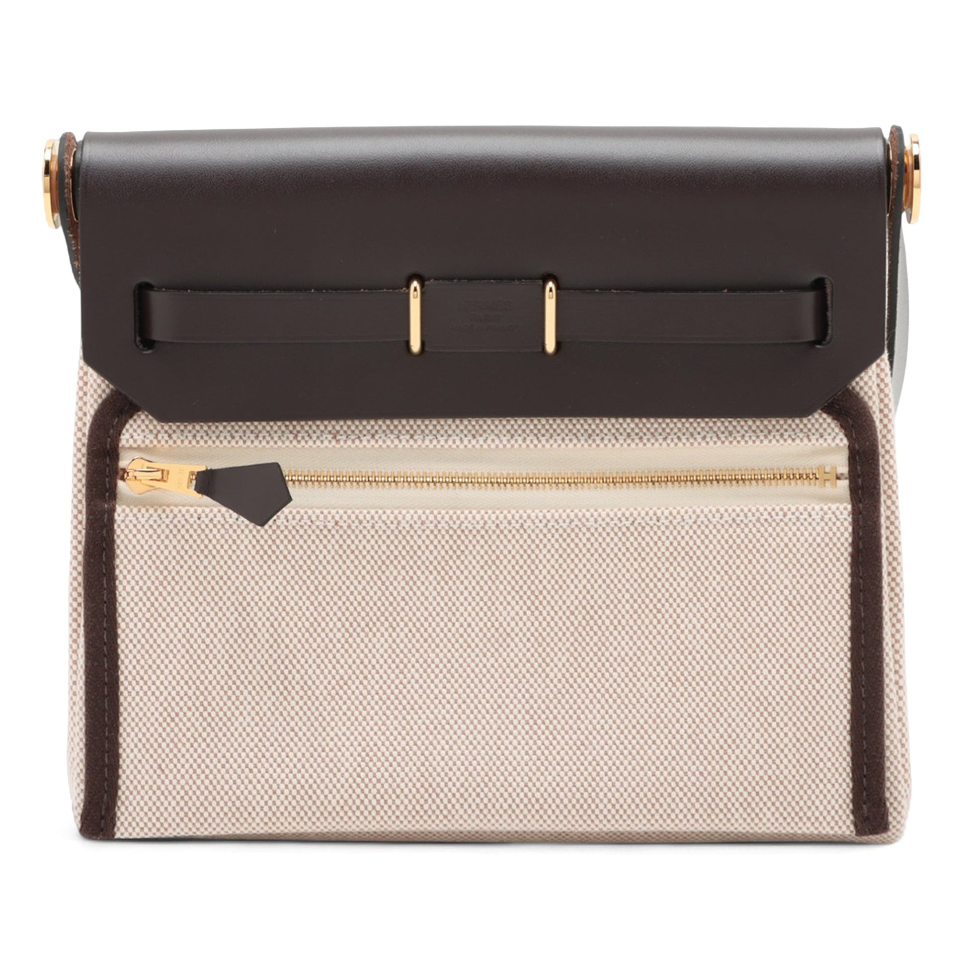Hermès Military Toile and Vache Hunter Herbag Zip 20