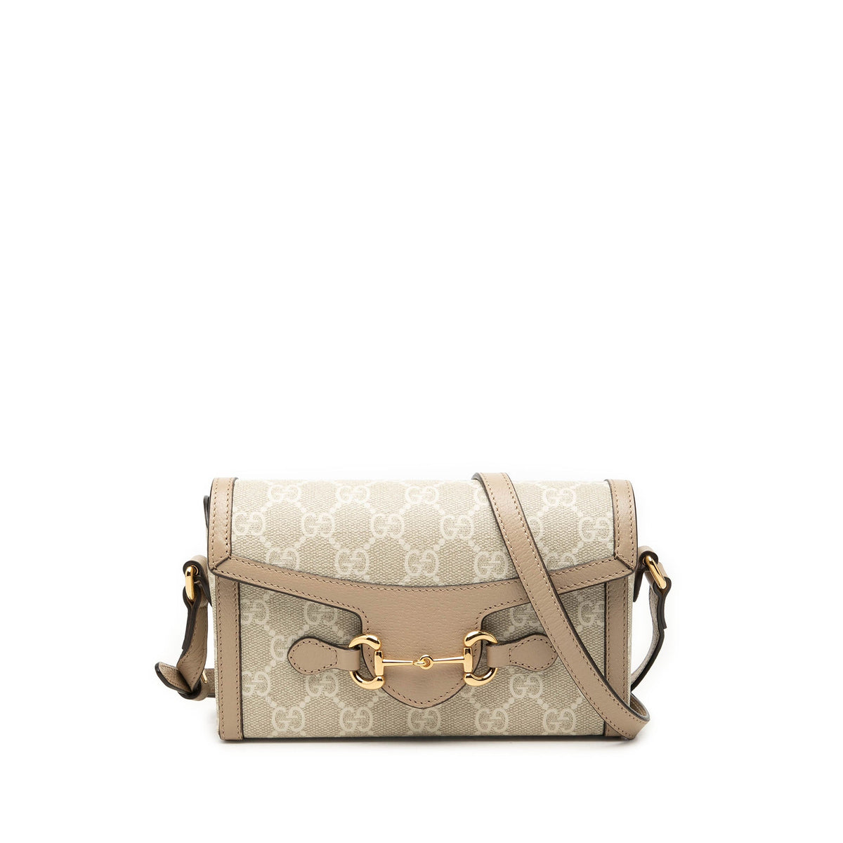 Gucci Mini GG Supreme Horsebit 1955 Crossbody — Beige