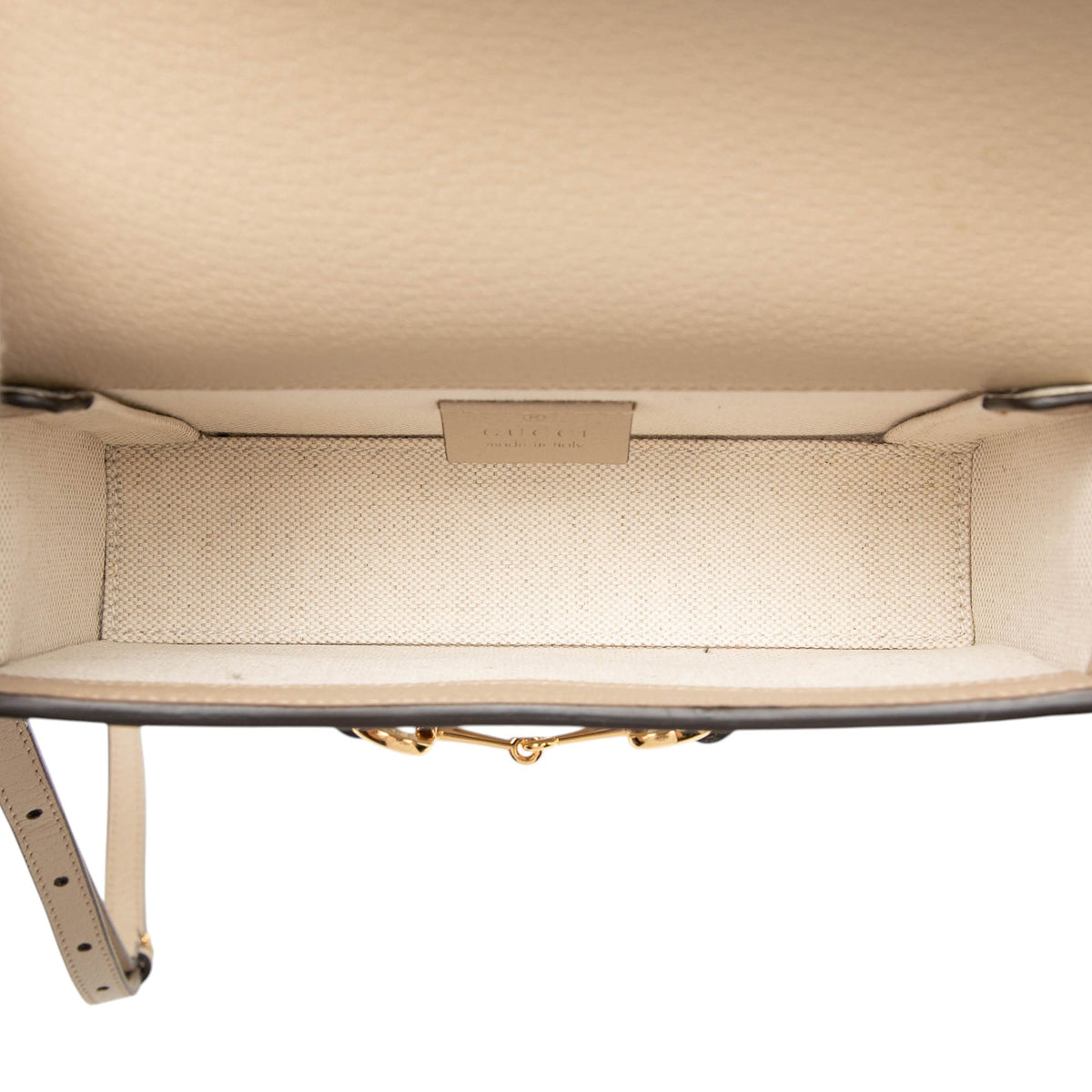 Gucci Mini GG Supreme Horsebit 1955 Crossbody — Beige